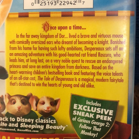 THE TALE OF DESPEREAUX DVD 2009 Universal Dustin Hoffman Emma Watson so cute! - Picture 3 of 10